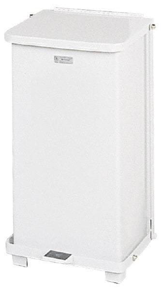 Rubbermaid - 12 Gal Square Unlabeled Trash Can - 23" High x 12" Long x 12" Wide, White, Steel - Apex Tool & Supply