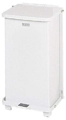 Rubbermaid - 12 Gal Square Unlabeled Trash Can - 23" High x 12" Long x 12" Wide, White, Steel - Apex Tool & Supply
