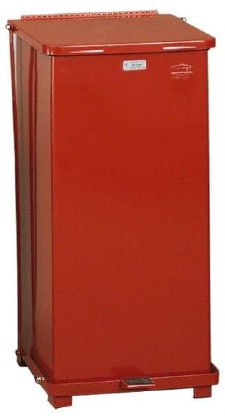 Rubbermaid - 24 Gal Square Unlabeled Trash Can - 30" High x 15" Long x 15" Wide, Red, Steel - Apex Tool & Supply