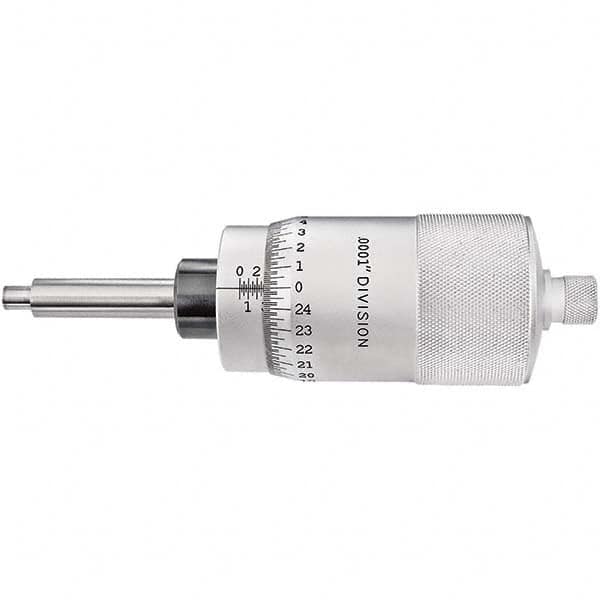 Starrett - 2 Inch, 2-1/16 Inch Plain Thimble, 5/16 Inch Diameter x 2-7/16 Inch Long Spindle, Mechanical Micrometer Head - Apex Tool & Supply