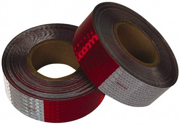NMC - 50 Yard x 2 Inch Polyester Safety Tape - Red and White, Solid Color, Adhesive Back - Apex Tool & Supply
