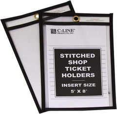 C-LINE - 25 Piece Clear Stitched Shop Ticket Holder - 8" High x 5" Wide - Apex Tool & Supply
