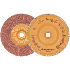 WALTER Surface Technologies - 60 Grit, 5" Disc Diam, 5/8-11 Center Hole, Zirconia Alumina Flap Disc - 13,300 Max RPM, Plastic Backing, Arbor Attaching System, Coated - Apex Tool & Supply