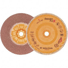 WALTER Surface Technologies - 120 Grit, 5" Disc Diam, 5/8-11 Center Hole, Zirconia Alumina Flap Disc - 13,300 Max RPM, Plastic Backing, Arbor Attaching System, Coated - Apex Tool & Supply