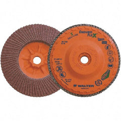 WALTER Surface Technologies - 40 Grit, 5" Disc Diam, 5/8-11 Center Hole, Zirconia Alumina Flap Disc - 8,600 Max RPM, Plastic Backing, Arbor Attaching System, Coated - Apex Tool & Supply