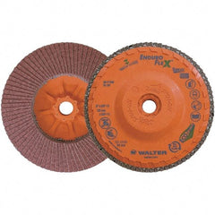 WALTER Surface Technologies - 60 Grit, 5" Disc Diam, 5/8-11 Center Hole, Zirconia Alumina Flap Disc - 8,600 Max RPM, Plastic Backing, Arbor Attaching System, Coated - Apex Tool & Supply