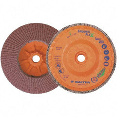 WALTER Surface Technologies - 80 Grit, 5" Disc Diam, 5/8-11 Center Hole, Zirconia Alumina Flap Disc - 8,600 Max RPM, Plastic Backing, Arbor Attaching System, Coated - Apex Tool & Supply
