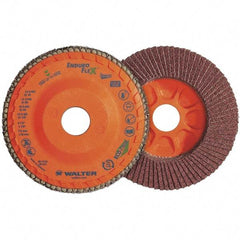 WALTER Surface Technologies - 80 Grit, 4-1/2" Disc Diam, 7/8" Center Hole, Zirconia Alumina Flap Disc - 13,300 Max RPM, Plastic Backing, Arbor Attaching System, Coated - Apex Tool & Supply