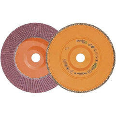WALTER Surface Technologies - 40 Grit, 7" Disc Diam, 7/8" Center Hole, Zirconia Alumina Flap Disc - 8,600 Max RPM, Plastic Backing, Arbor Attaching System, Coated - Apex Tool & Supply