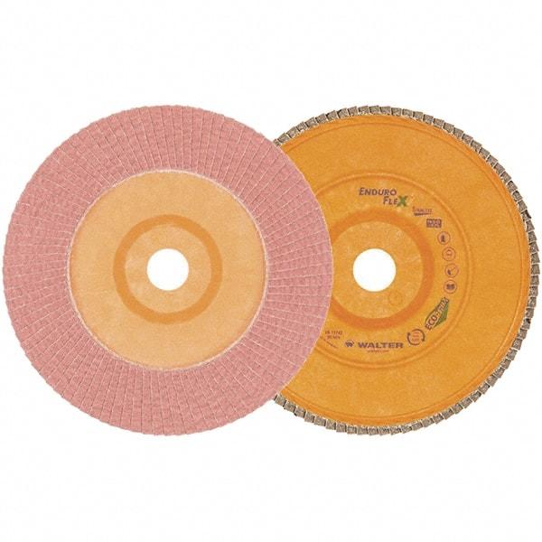 WALTER Surface Technologies - 80 Grit, 7" Disc Diam, 7/8" Center Hole, Zirconia Alumina Flap Disc - 8,600 Max RPM, Plastic Backing, Arbor Attaching System, Coated - Apex Tool & Supply