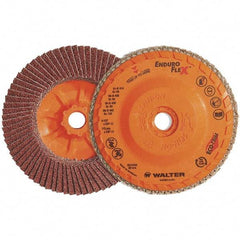 WALTER Surface Technologies - 80 Grit, 7" Disc Diam, 7/8" Center Hole, Zirconia Alumina Flap Disc - 8,600 Max RPM, Plastic Backing, Arbor Attaching System, Coated - Apex Tool & Supply