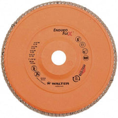 WALTER Surface Technologies - 120 Grit, 7" Disc Diam, 7/8" Center Hole, Zirconia Alumina Flap Disc - 8,600 Max RPM, Plastic Backing, Arbor Attaching System, Coated - Apex Tool & Supply