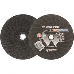 WALTER Surface Technologies - 9" 30 Grit Aluminum Oxide Cutoff Wheel - 5/64" Thick, 7/8" Arbor, 6,800 Max RPM, Use with Angle Grinders - Apex Tool & Supply