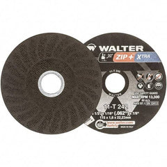 WALTER Surface Technologies - 4-1/2" 46 Grit Aluminum Oxide Cutoff Wheel - 1/16" Thick, 7/8" Arbor, 13,300 Max RPM, Use with Angle Grinders - Apex Tool & Supply