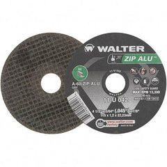 WALTER Surface Technologies - 4-1/2" 60 Grit Aluminum Oxide Cutoff Wheel - 3/64" Thick, 7/8" Arbor, 13,300 Max RPM, Use with Angle Grinders - Apex Tool & Supply