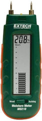 Extech - 32 to 104°F Operating Temp, Pocket Size Moisture Meter - LCD Display, Accurate to Wood 1%, Other Building Materials 0.1% - Apex Tool & Supply