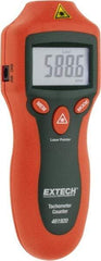 Extech - Accurate up to 0.05%, 0.1 RPM Resolution, Noncontact Tachometer - 6.2992 Inch Long x 2.3622 Inch Wide x 1.6535 Inch Meter Thick, 2 to 99,999 RPM Measurement - Apex Tool & Supply