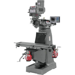 Jet - 9" Table Width x 49" Table Length, Variable Speed Pulley Control, 3 Phase Knee Milling Machine - R8 Spindle Taper, 3 hp - Apex Tool & Supply