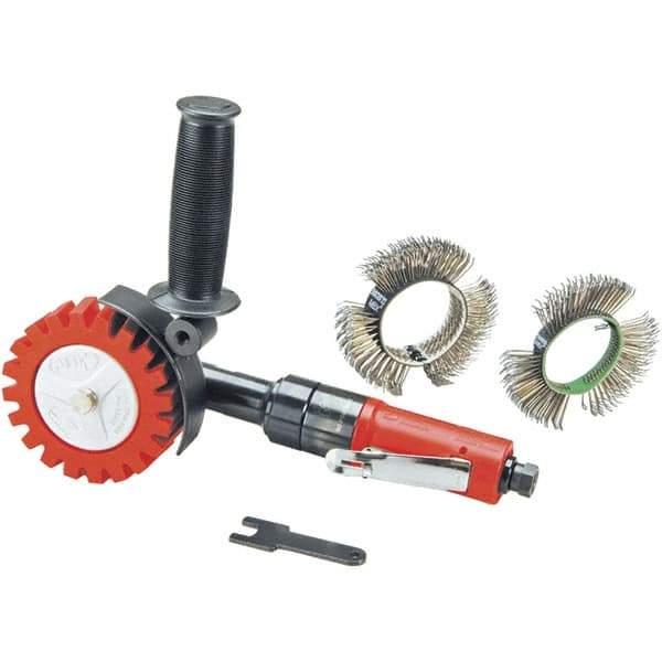 Dynabrade - 4" Wheel Diam, 3,200 RPM, Pneumatic Angle & Disc Grinder - 1/4-20 Spindle, 28 CFM, Rear Exhaust - Apex Tool & Supply