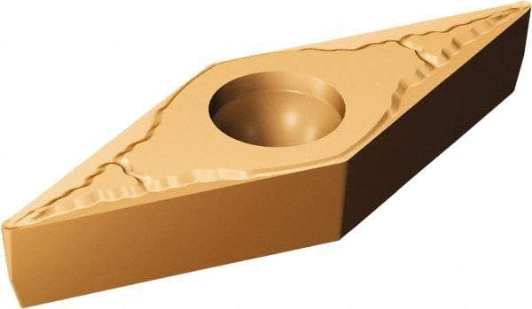 Sandvik Coromant - VBMT331 MM Grade 1125 Carbide Turning Insert - TiCN/Al2O3/TiN Finish, 35° Parallelogram, 3/8" Inscr Circle, 3/16" Thick, 1/64" Corner Radius - Apex Tool & Supply