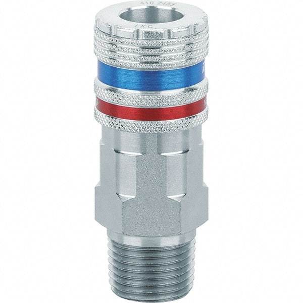 Dynabrade - 1/2 Male NPT Pneumatic Hose Coupler - Steel/Brass, 1/2" Body Diam - Apex Tool & Supply