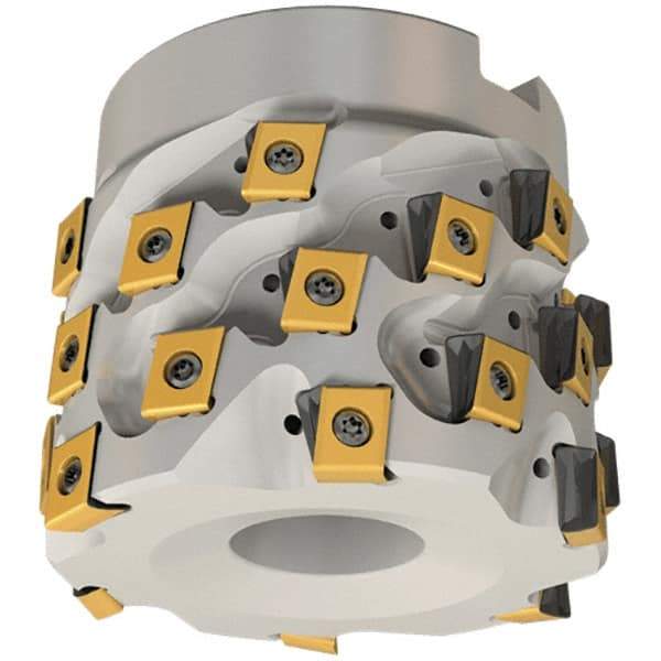 Iscar - 12 Inserts, 63mm Cut Diam, 27mm Arbor Diam, 36mm Max Depth of Cut, Indexable Square-Shoulder Face Mill - 0/90° Lead Angle, 60mm High, T490 LN.. 1306 Insert Compatibility, Through Coolant, Series Helitang - Apex Tool & Supply