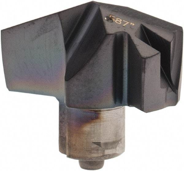 Iscar - Series ICP, 0.587" Diam Grade IC908 140° Replaceable Drill Tip - Carbide, TiAlN Finish, 14 Seat Size, Through Coolant - Apex Tool & Supply