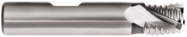 Interstate - 1/2" Diam, Coarse Pitch, 1/2" LOC, 3 Flute Cobalt Roughing Square End Mill - Uncoated, 2-1/2" OAL, 1/2" Shank Diam, Single End, Centercutting - Apex Tool & Supply