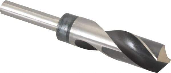 Hertel - 1" Drill, 118° Point, High Speed Steel Silver Deming & Reduced Shank Drill Bit - Oxide Finish, 6" OAL, Flats on Shank, 3" Flute Length, Right Hand Cut, Standard Point, Spiral Flute, Regular Spiral - Apex Tool & Supply