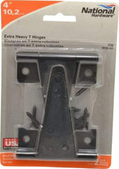 National Mfg. - 5" Long x 3.3" Wide x 0.08" Thick, T Hinge - Steel, Black Finish - Apex Tool & Supply