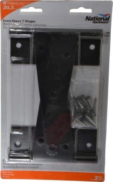 National Mfg. - 8" Long x 5-21/32" Wide x 1/8" Thick, T Hinge - Steel, Black Finish - Apex Tool & Supply