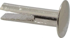 RivetKing - 0.1 to 0.17" Hole Diam, Dome Head, Nickel Plated Steel, Split Rivet - 5/16 Head Diam, 1/2" Length Under Head, 9/64 Body Diam - Apex Tool & Supply