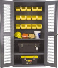 Durham - 2 Shelf 15 Bin Visible Storage Cabinet - Steel, 36" Wide x 18" Deep x 72" High, Gray - Apex Tool & Supply