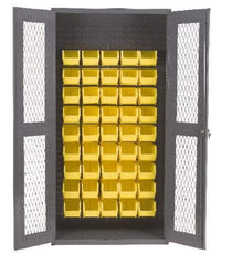 Durham - 45 Bin Visible Storage Cabinet - Steel, 36" Wide x 18" Deep x 72" High, Gray - Apex Tool & Supply