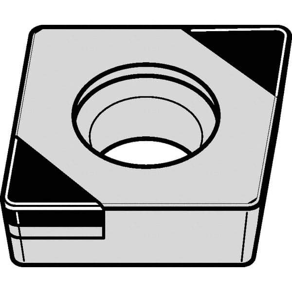 Kennametal - CCGW32.52 S0415 Grade KB1610 PCBN Turning Insert - 80° Diamond, 3/8" Inscr Circle, 5/32" Thick, 1/32" Corner Radius - Apex Tool & Supply