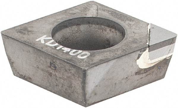 Kennametal - CPGW32.51 F Grade KD1400 Polycrystalline Diamond (PCD) Turning Insert - 80° Diamond, 3/8" Inscr Circle, 5/32" Thick, 1/64" Corner Radius - Apex Tool & Supply