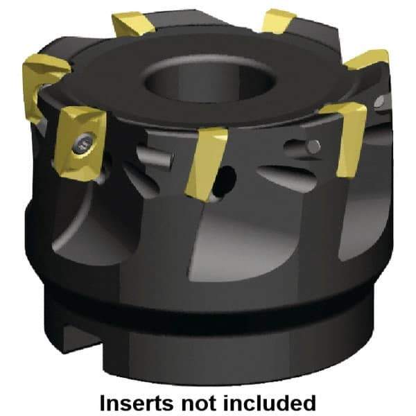 Kennametal - 8 Inserts, 100mm Cut Diam, 32mm Arbor Diam, 9.9mm Max Depth of Cut, Indexable Square-Shoulder Face Mill - 0/90° Lead Angle, 50mm High, EC10.., EP10.. Insert Compatibility, Series Mill 1-10 - Apex Tool & Supply