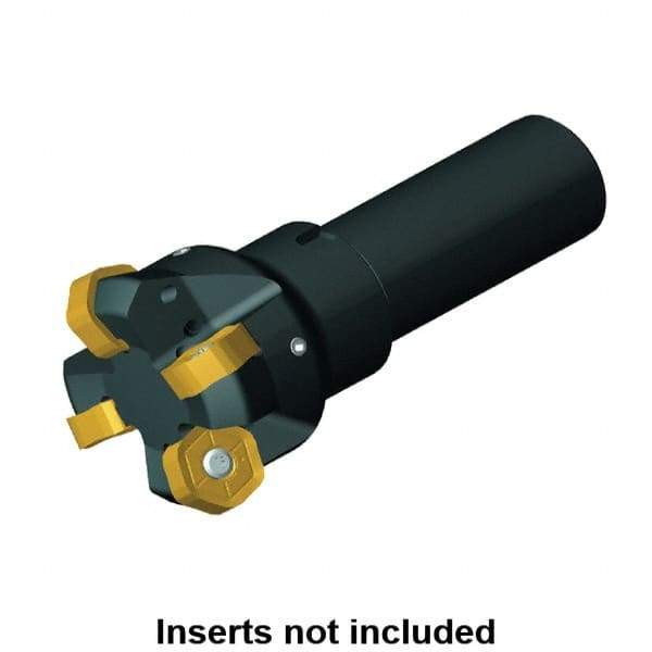 Kennametal - 47° Lead Angle, 51mm Max Cut Diam, 4.5mm Max Depth of Cut, Indexable Chamfer & Angle End Mill - 4 Inserts, HNGJ 53.., HNGJ 0905.. Insert Style, 107mm OAL, Straight Shank - Apex Tool & Supply