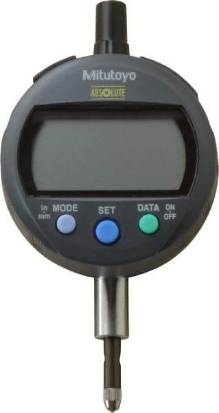 Mitutoyo - 0 to 12.7mm Range, 0.00005" Graduation, Electronic Drop Indicator - Flat Back, Accurate to 0.0001", English & Metric System, LCD Display - Apex Tool & Supply