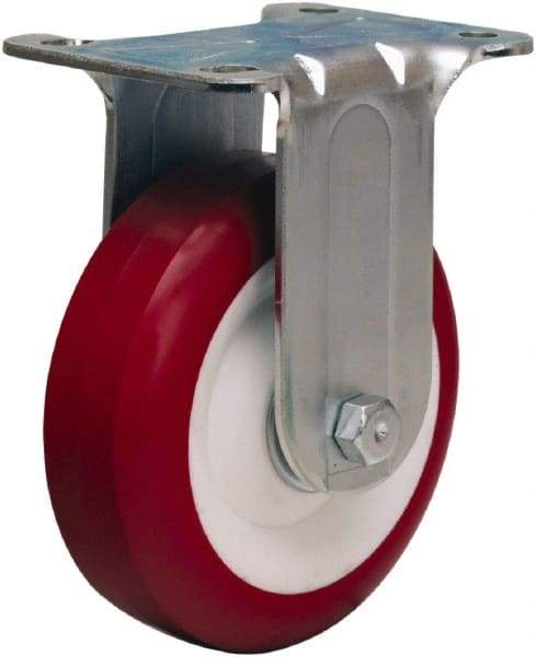 Hamilton - 4" Diam x 1-3/8" Wide x 5" OAH Top Plate Mount Rigid Caster - Polyurethane Mold on Polypropylene, 325 Lb Capacity, Sealed Precision Ball Bearing, 2-3/4 x 3-3/4" Plate - Apex Tool & Supply