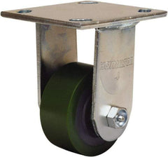 Hamilton - 3-1/4" Diam x 1-1/2" Wide x 5-1/4" OAH Top Plate Mount Rigid Caster - Polyurethane Mold onto Cast Iron Center, 475 Lb Capacity, Straight Roller Bearing, 4 x 4-1/2" Plate - Apex Tool & Supply