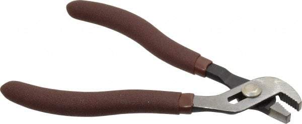 Paramount - 4-3/4" OAL, 1/2" Max Capacity, 3 Position Gooseneck Tongue & Groove Pliers - Serrated Straight Jaws, Standard Head, Plastic Dipped Handles - Apex Tool & Supply