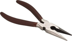 Paramount - 8" OAL, 2-23/64" Jaw Length x 7/8" Jaw Width, Long Nose Side Cutting Pliers - Serrated Jaw, Standard Head, Plastic Dipped Handles - Apex Tool & Supply