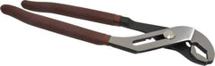 Paramount - 12" OAL, 2-1/4" Max Capacity, 2-1/4" Jaw Length, 7 Position Curved Jaw Tongue & Groove Pliers - Serrated V-Jaws, Curved Head, Plastic Dipped Handles - Apex Tool & Supply
