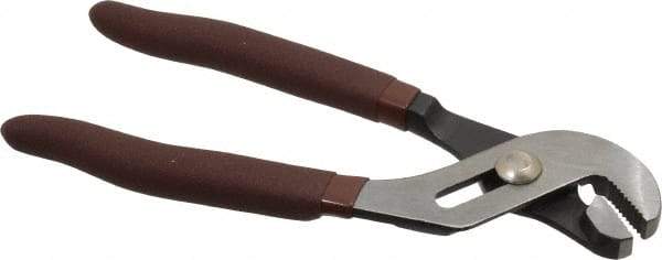 Paramount - 6-1/2" OAL, 7/8" Max Capacity, 7/8" Jaw Length, 3 Position Gooseneck Tongue & Groove Pliers - Serrated Straight Jaws, Standard Head, Plastic Dipped Handles - Apex Tool & Supply