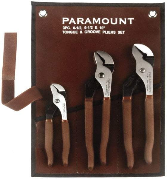 Paramount - 3 Piece Tongue & Groove Plier Set - Comes in Canvas Roll - Apex Tool & Supply