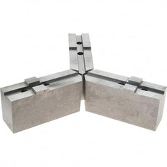 Abbott Workholding Products - Tongue & Groove Attachment, Square Soft Lathe Chuck Jaw - 3 Jaws, Steel, 2.3622" Btw Mount Hole Ctrs, 8-1/4" Long x 2-1/2" Wide x 4" High, 0.7087" Groove, 0.6299" & 16mm Fastener - Apex Tool & Supply