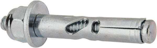 Powers Fasteners - 1/4" Diam, 1/4" Drill, 1-3/8" OAL, Sleeve Concrete Anchor - 1018 Steel, Acorn Nut Head, Hex Drive - Apex Tool & Supply