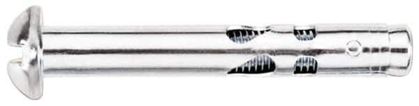 Powers Fasteners - 1/4" Diam, 1/4" Drill, 1-1/8" OAL, Sleeve Concrete Anchor - 1018 Steel, Round Head, Combination Slotted/Phillips Drive - Apex Tool & Supply