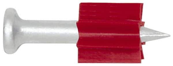 Powers Fasteners - 0.145" Shank Diam, 7/8" Washer Diam, Grade 1062 Steel Powder Actuated Drive Pin with Washer - 0.3" Head Diam, 2-1/2" Shank Length - Apex Tool & Supply